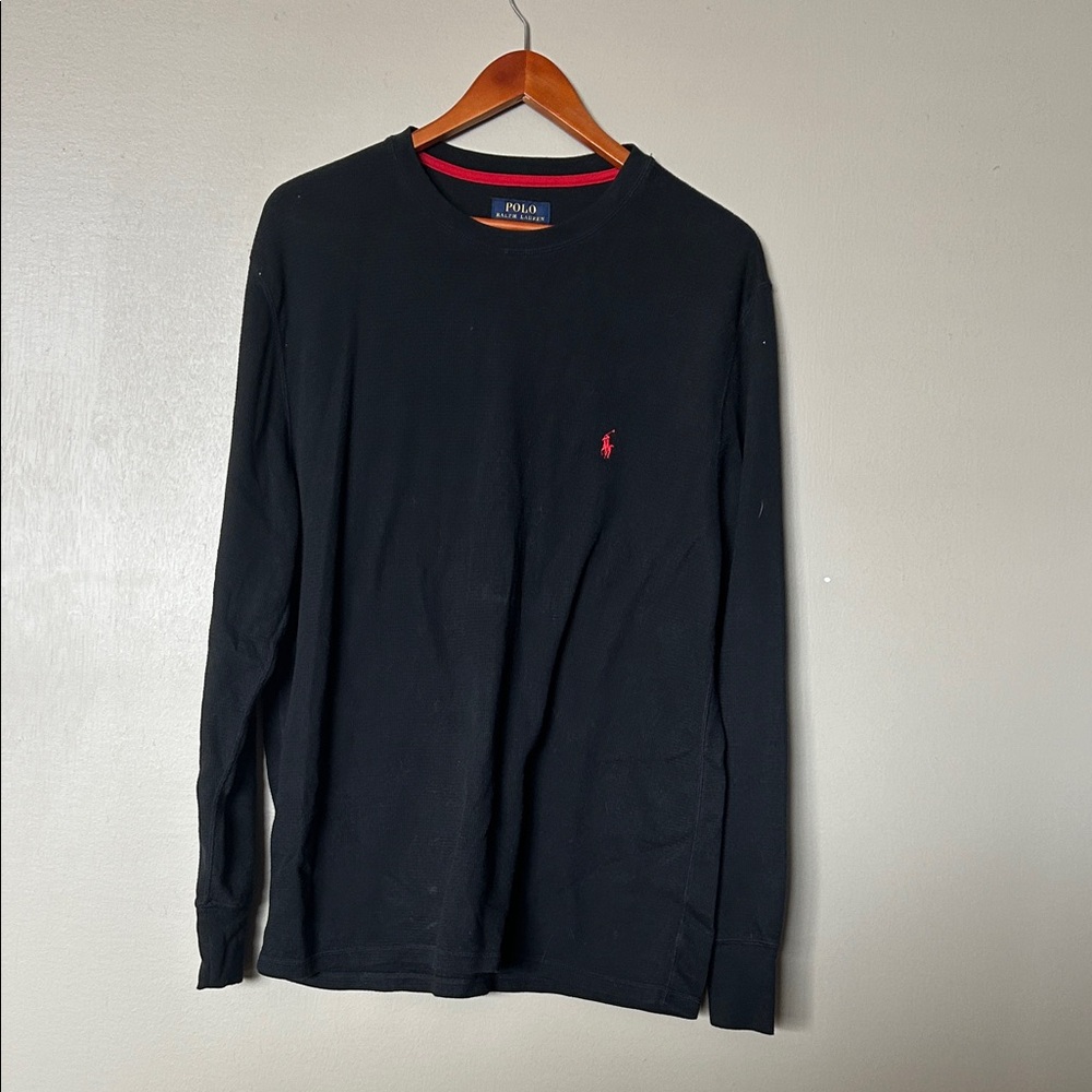 Polo by Ralph Lauren Black Long-Sleeve Crewneck with Red Pony